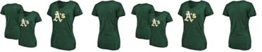 Fanatics Women's Plus Size Heathered Green Oakland Athletics Core Weathered Tri-Blend V-Neck T-shirt